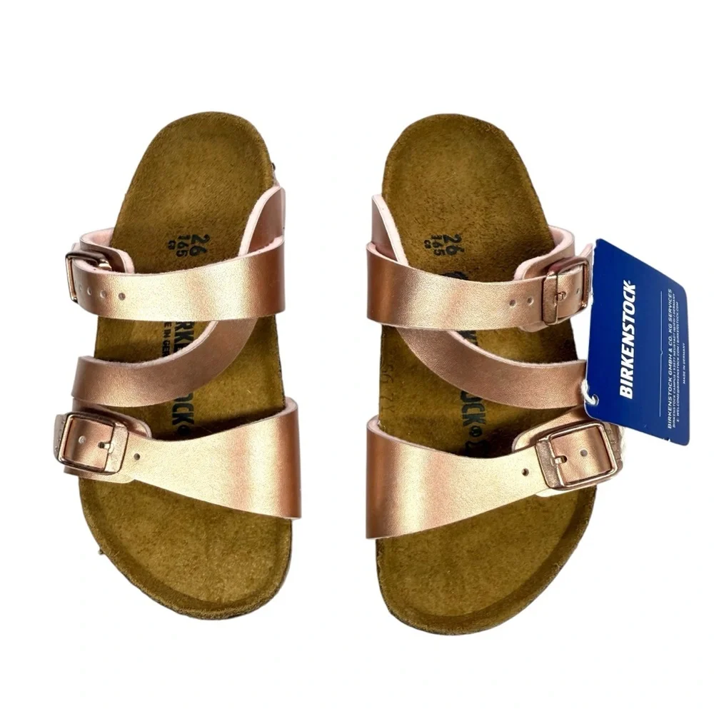 Birkenstock Salina Kids Sandals in Metallic Rose, NWT, 26/US 8.